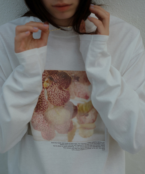 tシャツ 「duft（ドゥフト） for SALON」フラワーフォトプリントロンT レディース duft（ドゥフト） for SALON】フラワーフォトプリントロンT（T