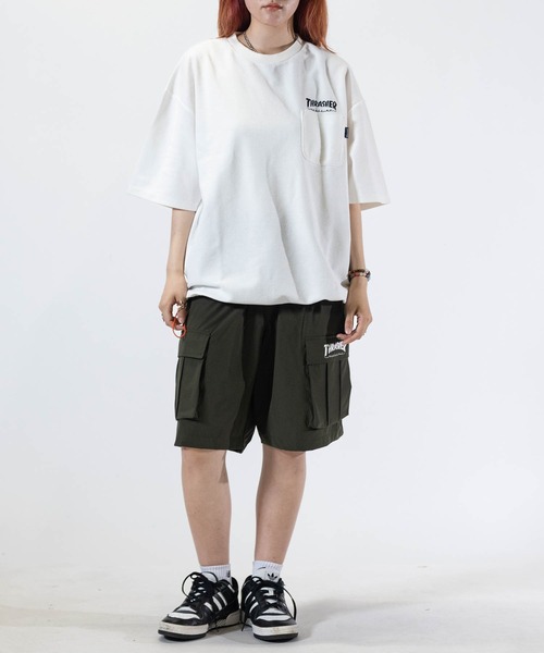 THRASHER スラッシャー の at THRASHER スラッシャー PILE FABRIC S S TEE パイル ワンポイントロゴ刺繍 サマーTシャツ Tシャツ カットソー