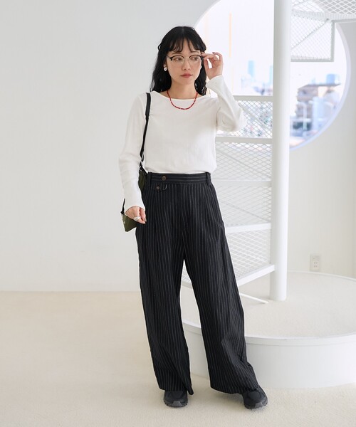 FREAK'S STORE（フリークスストア）の「バレエネック ランダムリブロンT（Tシャツ/カットソー・レディース・レッド/ブラック/オフホワイト/サックスブルー・ﾌﾘ-）」の17枚目の写真