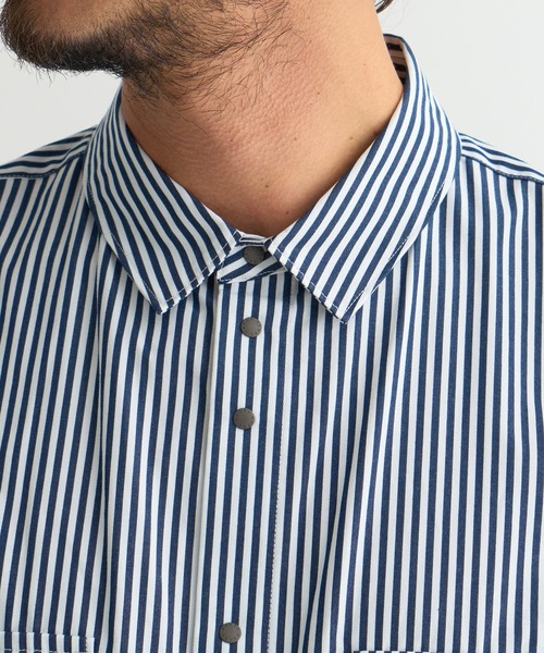 NANGA（ナンガ）の「STRIPE W POCKET BOX SHIRT/ストライプ Wポケット