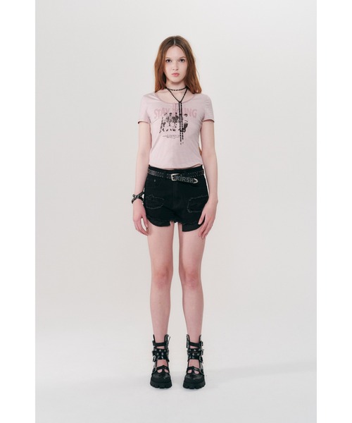 KIRSH(キルシー)の「KIRSH STRIPE SLIM FIT T-SHIRT ストライプ スリム フィット Tシャツ(Tシャツ/カットソー・レディース・ピンク/ブラック・ONE SIZE)」の12枚目の写真