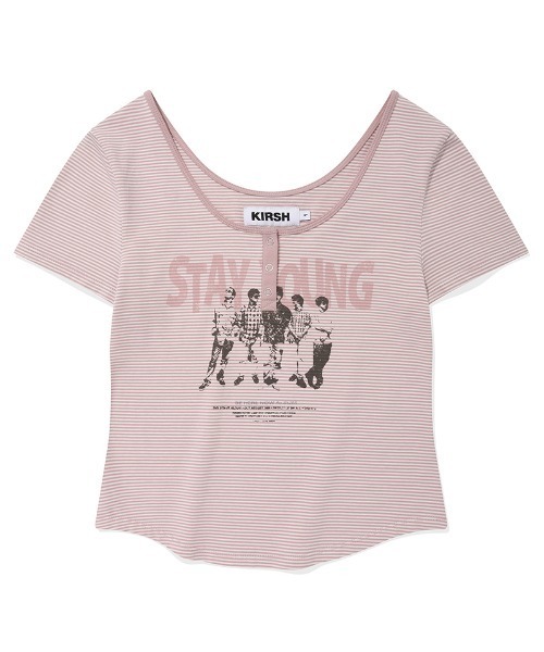 KIRSH(キルシー)の「KIRSH STRIPE SLIM FIT T-SHIRT ストライプ スリム フィット Tシャツ(Tシャツ/カットソー・レディース・ピンク/ブラック・ONE SIZE)」の16枚目の写真