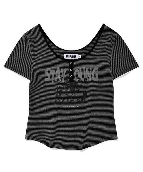 KIRSH(キルシー)の「KIRSH STRIPE SLIM FIT T-SHIRT ストライプ スリム フィット Tシャツ(Tシャツ/カットソー・レディース・ピンク/ブラック・ONE SIZE)」の7枚目の写真