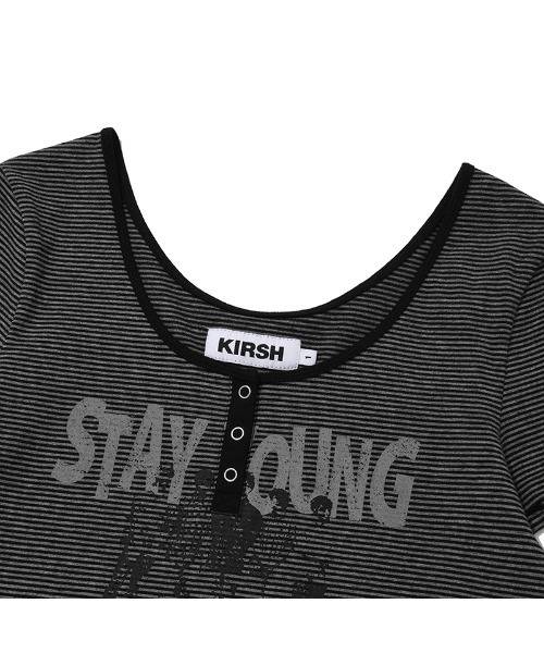 KIRSH(キルシー)の「KIRSH STRIPE SLIM FIT T-SHIRT ストライプ スリム フィット Tシャツ(Tシャツ/カットソー・レディース・ピンク/ブラック・ONE SIZE)」の8枚目の写真