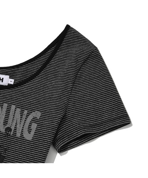 KIRSH(キルシー)の「KIRSH STRIPE SLIM FIT T-SHIRT ストライプ スリム フィット Tシャツ(Tシャツ/カットソー・レディース・ピンク/ブラック・ONE SIZE)」の10枚目の写真