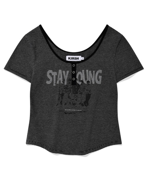 KIRSH(キルシー)の「KIRSH STRIPE SLIM FIT T-SHIRT ストライプ スリム フィット Tシャツ(Tシャツ/カットソー・レディース・ピンク/ブラック・ONE SIZE)」の11枚目の写真