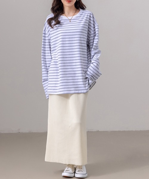 DAY CLOSET(デイ クローゼット)の「【ウエストゴム/伸縮性有】きれいめIライン 縦長シルエット リブ バックセンタースリット ナロースカート レディース(スカート・レディース・ブラック/グレイッシュベージュ/アイボリー/チャコールグレー/グレー・M/L)」の10枚目の写真