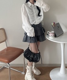 《Delfy》ギャザーサイドリボンシャツ