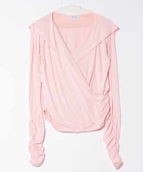 LAGUA GEM(ラグアジェム)の「DRAPE HOODIE トップス(パーカー・レディース・ブラック/ライトピンク/杢グレー・FREE)」の8枚目の写真