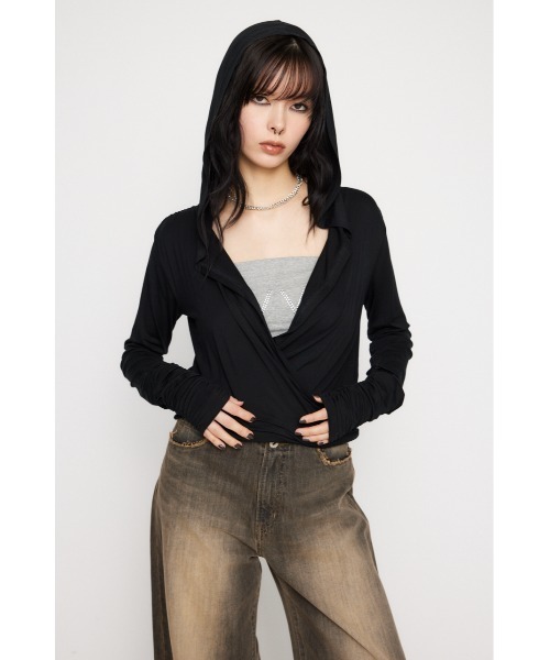 LAGUA GEM | DRAPE HOODIE トップス (Tシャツ・カットソー(長袖
