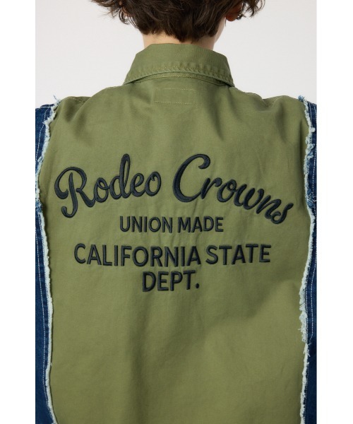 RODEO CROWNS WIDE BOWL(ロデオクラウンズワイドボウル)の「デニムドッキングミリタリールーズシャツ(シャツ/ブラウス・レディース・ブラック/カーキ・FREE)」の19枚目の写真