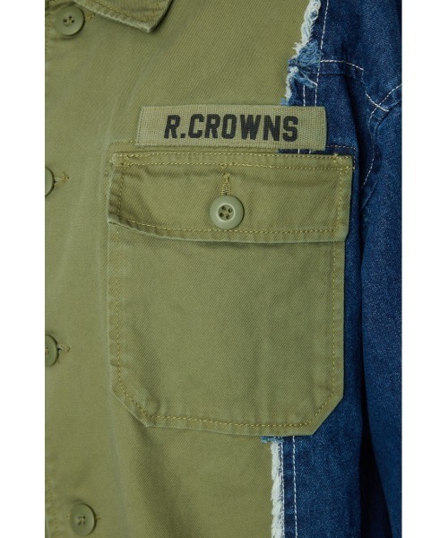 RODEO CROWNS WIDE BOWL(ロデオクラウンズワイドボウル)の「デニムドッキングミリタリールーズシャツ(シャツ/ブラウス・レディース・ブラック/カーキ・FREE)」の20枚目の写真