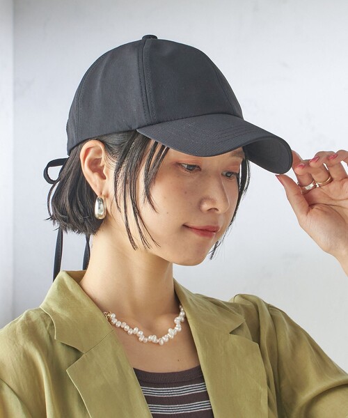 Revis.（レヴィス）の「Revis.:〈UVカット/撥水〉リボン キャップ（キャップ・レディース・アイボリー/ブラック/オリーブ・ONE SIZE）」の21枚目の写真