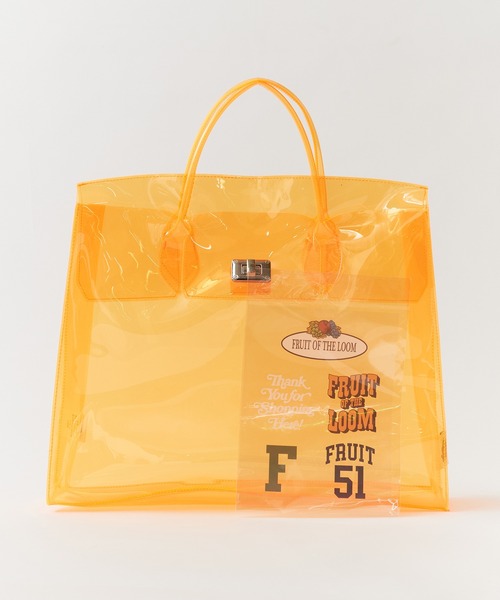FRUIT OF THE LOOM(フルーツオブザルーム)の「FRUIT OF THE LOOM/フルーツオブザルーム VINYL TOTE BAG & STICKER SEAL SET トートバッグ 2026新作 再入荷(トートバッグ・レディース・ブラウン/ブラック/オレンジ/ミント・FREE)」の4枚目の写真