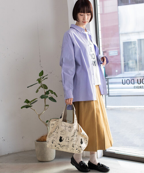 POU DOU DOU(プードゥドゥ)の「<Daily>キャンパスオリジナルプリントトートバッグ(トートバッグ・レディース・キナリ/ブルー/ダークグレー・フリー)」の6枚目の写真