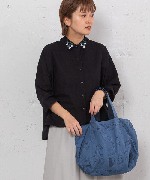 POU DOU DOU(プードゥドゥ)の「<Daily>キャンパスオリジナルプリントトートバッグ(トートバッグ・レディース・キナリ/ブルー/ダークグレー・フリー)」の9枚目の写真