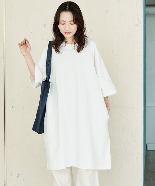 FREAK'S STORE（フリークスストア）の「限定展開　ビッグシルエットTシャツ半袖ミニワンピース（ワンピース・レディース・ブラック/グリーン/ブラウン/レッド/ライトグレー/オフホワイト/ネイビー・ﾌﾘ-）」の17枚目の写真