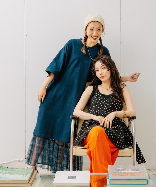 FREAK'S STORE（フリークスストア）の「限定展開　ビッグシルエットTシャツ半袖ミニワンピース（ワンピース・レディース・ブラック/グリーン/ブラウン/レッド/ライトグレー/オフホワイト/ネイビー・ﾌﾘ-）」の22枚目の写真