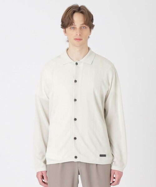 BLACK LABEL CRESTBRIDGE(ブラックレーベル・クレストブリッジ)の「ペーパーミックスシアーチェックカーディガン(カーディガン/ボレロ・メンズ・ホワイト系その他/ネイビー・L/M)」の4枚目の写真