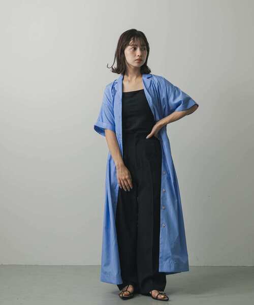 SENSE OF PLACE by URBAN RESEARCH(センスオブプレイスバイアーバンリサーチ)の「ウエストタックシャツワンピース(ワンピース・レディース・ベージュ/カーキ/チャコールグレー/ライトブルー/ブルー系その他/レッド・S/ONE)」の10枚目の写真