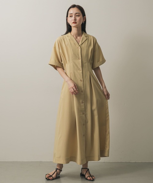 セール】ウエストタックシャツワンピース（シャツワンピース
