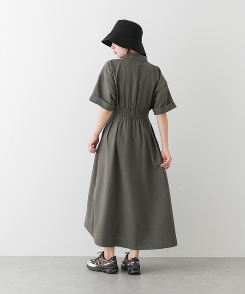 セール】ウエストタックシャツワンピース（シャツワンピース