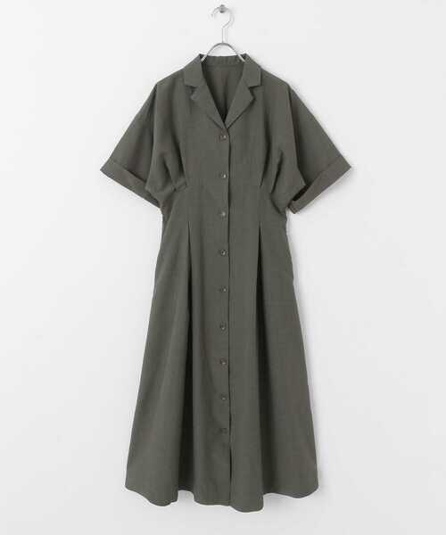 セール】ウエストタックシャツワンピース（シャツワンピース