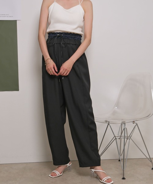 palm RICHE(ポームリシュ)の「ウエストレイヤードデザインパンツ(その他パンツ・レディース・イエロー/ネイビー/ブラック・M)」の2枚目の写真