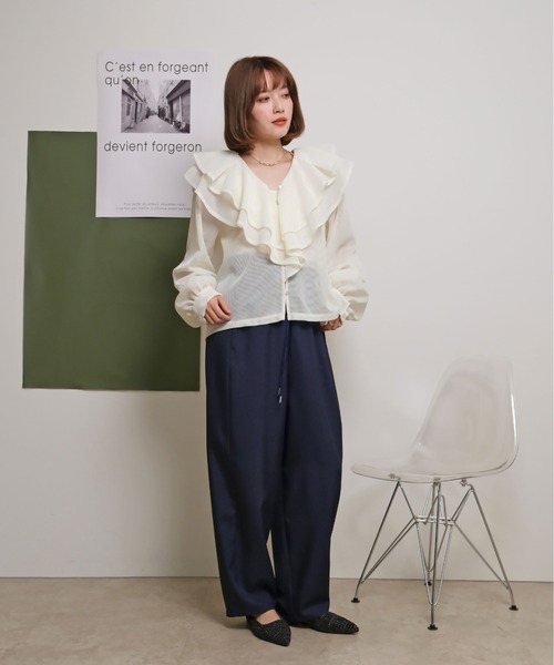 palm RICHE(ポームリシュ)の「ウエストレイヤードデザインパンツ(その他パンツ・レディース・イエロー/ネイビー/ブラック・M)」の17枚目の写真