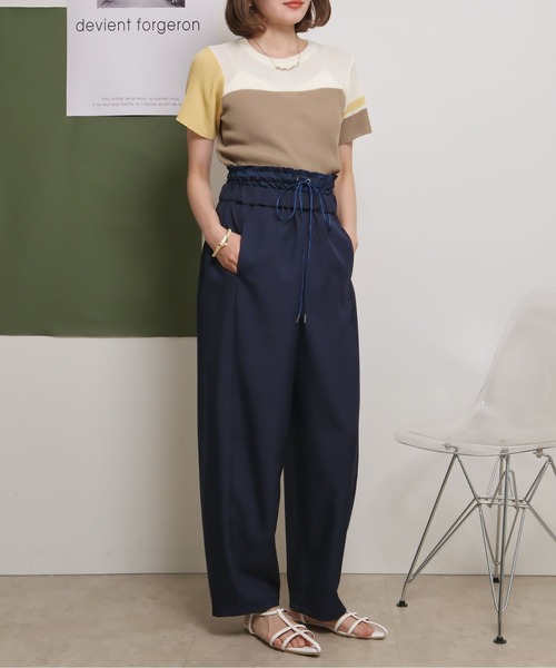 palm RICHE(ポームリシュ)の「ウエストレイヤードデザインパンツ(その他パンツ・レディース・イエロー/ネイビー/ブラック・M)」の15枚目の写真