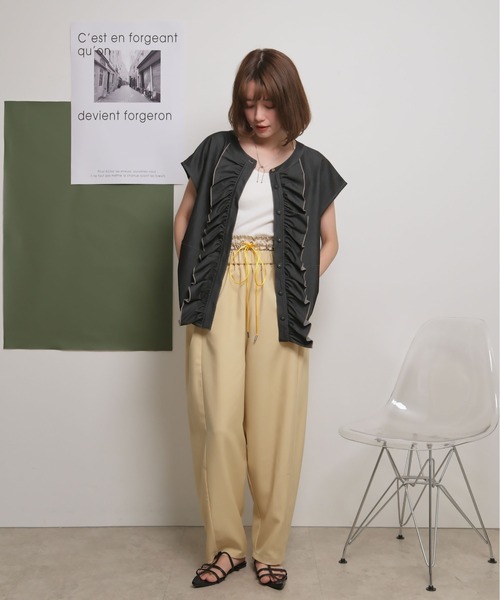 palm RICHE(ポームリシュ)の「ウエストレイヤードデザインパンツ(その他パンツ・レディース・イエロー/ネイビー/ブラック・M)」の20枚目の写真