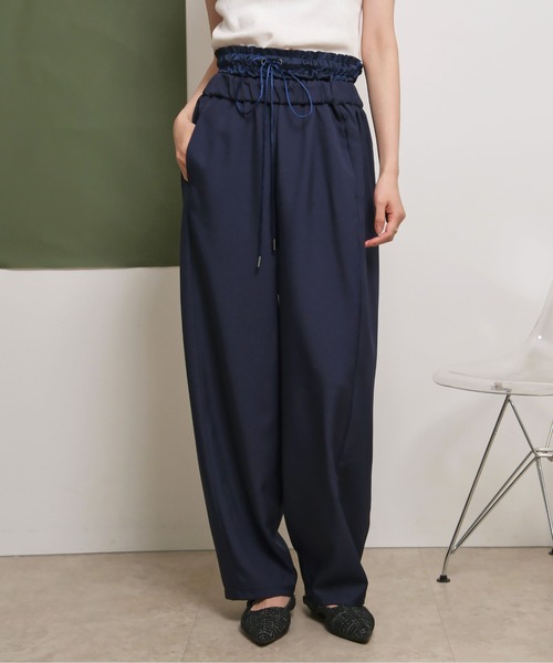 palm RICHE(ポームリシュ)の「ウエストレイヤードデザインパンツ(その他パンツ・レディース・イエロー/ネイビー/ブラック・M)」の8枚目の写真