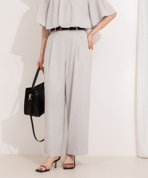 NOLLEY’S(ノーリーズ)の「《セットアップ対応》ウォッシャブル麻調タックワイドパンツ(その他パンツ・レディース・キナリ/ネイビー/ライトグレー・34/36/38)」の3枚目の写真