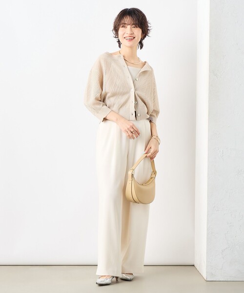 NOLLEY’S(ノーリーズ)の「《セットアップ対応》ウォッシャブル麻調タックワイドパンツ(その他パンツ・レディース・キナリ/ネイビー/ライトグレー・34/36/38)」の8枚目の写真