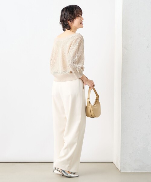 NOLLEY’S(ノーリーズ)の「《セットアップ対応》ウォッシャブル麻調タックワイドパンツ(その他パンツ・レディース・キナリ/ネイビー/ライトグレー・34/36/38)」の11枚目の写真