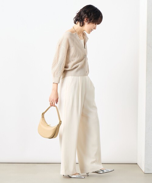 NOLLEY’S(ノーリーズ)の「《セットアップ対応》ウォッシャブル麻調タックワイドパンツ(その他パンツ・レディース・キナリ/ネイビー/ライトグレー・34/36/38)」の12枚目の写真