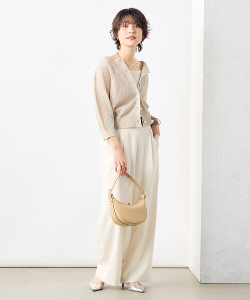 NOLLEY’S(ノーリーズ)の「《セットアップ対応》ウォッシャブル麻調タックワイドパンツ(その他パンツ・レディース・キナリ/ネイビー/ライトグレー・34/36/38)」の13枚目の写真