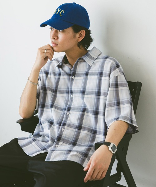RAGEBLUE(レイジブルー)の「オーバーサイズオンブレチェックシャツ(シャツ/ブラウス・メンズ・ブラック/オリーブ/ライトブルー/その他4・SMALL/LARGE/MEDIUM)」の3枚目の写真
