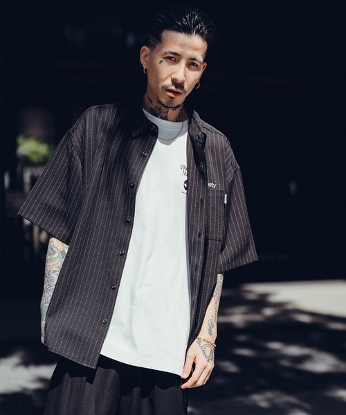 Subciety（サブサエティ）の「Stripe shirt（シャツ/ブラウス・メンズ・オリーブ/ブラック/ホワイト・SMALL/MEDIUM/LARGE/X-LARGE）」の8枚目の写真