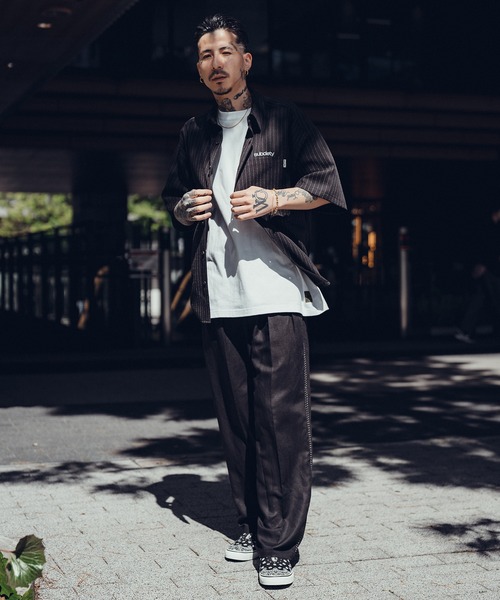 Subciety（サブサエティ）の「Stripe shirt（シャツ/ブラウス・メンズ・オリーブ/ブラック/ホワイト・SMALL/MEDIUM/LARGE/X-LARGE）」の7枚目の写真