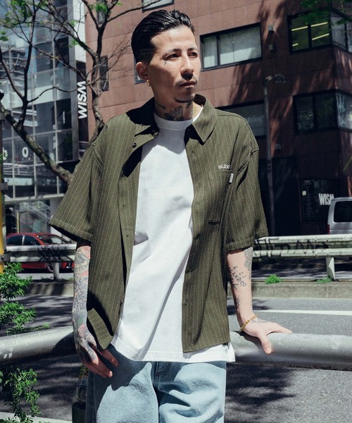 Subciety（サブサエティ）の「Stripe shirt（シャツ/ブラウス・メンズ・オリーブ/ブラック/ホワイト・SMALL/MEDIUM/LARGE/X-LARGE）」の6枚目の写真