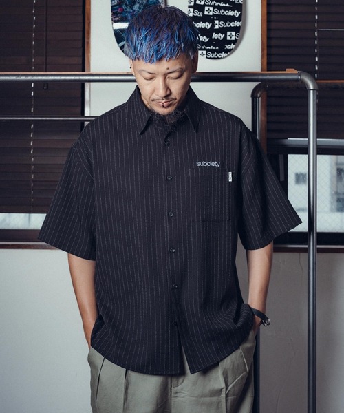 Subciety（サブサエティ）の「Stripe shirt（シャツ/ブラウス・メンズ・オリーブ/ブラック/ホワイト・SMALL/MEDIUM/LARGE/X-LARGE）」の18枚目の写真