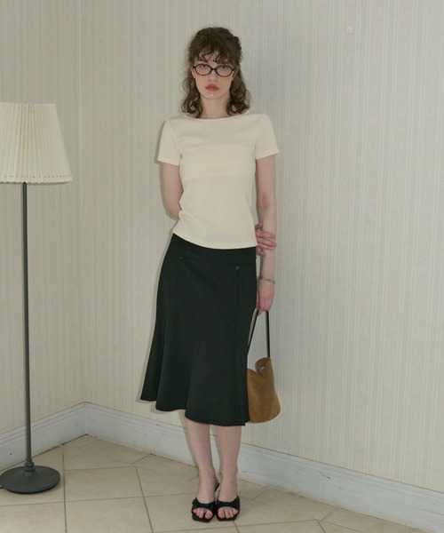 GIUNON（ジウノン）の「midi pocket stripe skirt / ミディポケットストライプスカート（スカート・レディース・ベージュ/ブラック・FREE）」の21枚目の写真