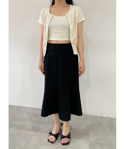 セール】midi pocket stripe skirt / ミディポケットストライプ