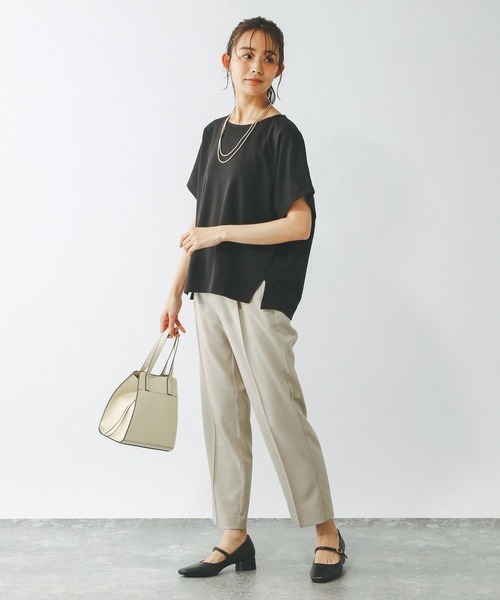 GLOBAL WORK（グローバルワーク）の「なめらかタッチドルマン半袖/289393（Tシャツ/カットソー・レディース・テラコッタ/ブラック/オフホワイト/ネイビー/モカ・LARGE/MEDIUM）」の11枚目の写真