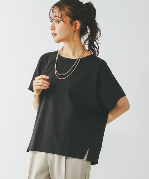 GLOBAL WORK（グローバルワーク）の「なめらかタッチドルマン半袖/289393（Tシャツ/カットソー・レディース・テラコッタ/ブラック/オフホワイト/ネイビー/モカ・LARGE/MEDIUM）」の13枚目の写真