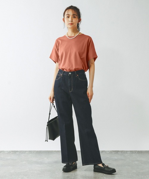 GLOBAL WORK（グローバルワーク）の「なめらかタッチドルマン半袖/289393（Tシャツ/カットソー・レディース・テラコッタ/ブラック/オフホワイト/ネイビー/モカ・LARGE/MEDIUM）」の14枚目の写真