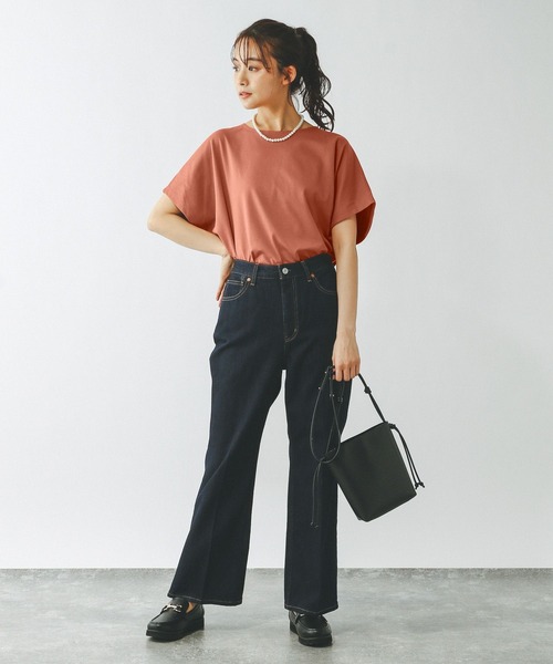 GLOBAL WORK（グローバルワーク）の「なめらかタッチドルマン半袖/289393（Tシャツ/カットソー・レディース・テラコッタ/ブラック/オフホワイト/ネイビー/モカ・LARGE/MEDIUM）」の15枚目の写真