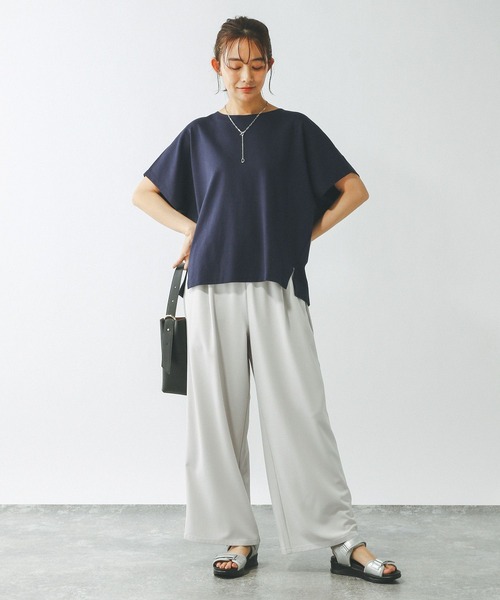 GLOBAL WORK（グローバルワーク）の「なめらかタッチドルマン半袖/289393（Tシャツ/カットソー・レディース・テラコッタ/ブラック/オフホワイト/ネイビー/モカ・LARGE/MEDIUM）」の22枚目の写真