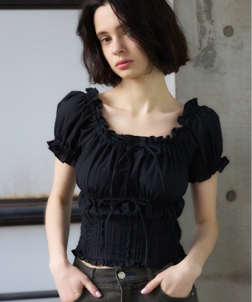 COTTON LACE TOPS コットン レース トップス 夏服 半袖（Tシャツ